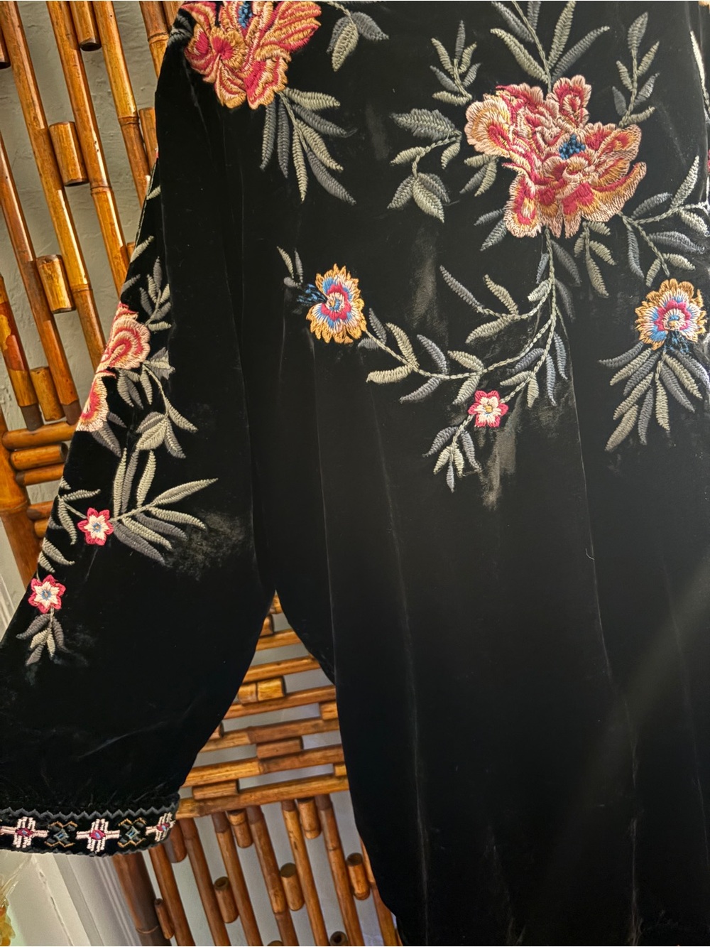 Kyla SEO VELVET KIMONO EMBROIDERED JOHNNY WAS INSPIRED BOHO CHIC jacket SZ 1X - Picture 5 of 8